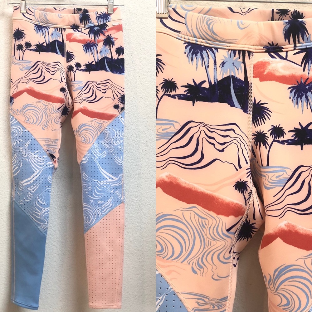 Roxy Leggings Athletic Hawaiian Print Pants sm